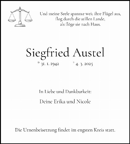 Trauerfall Siegfried Austel