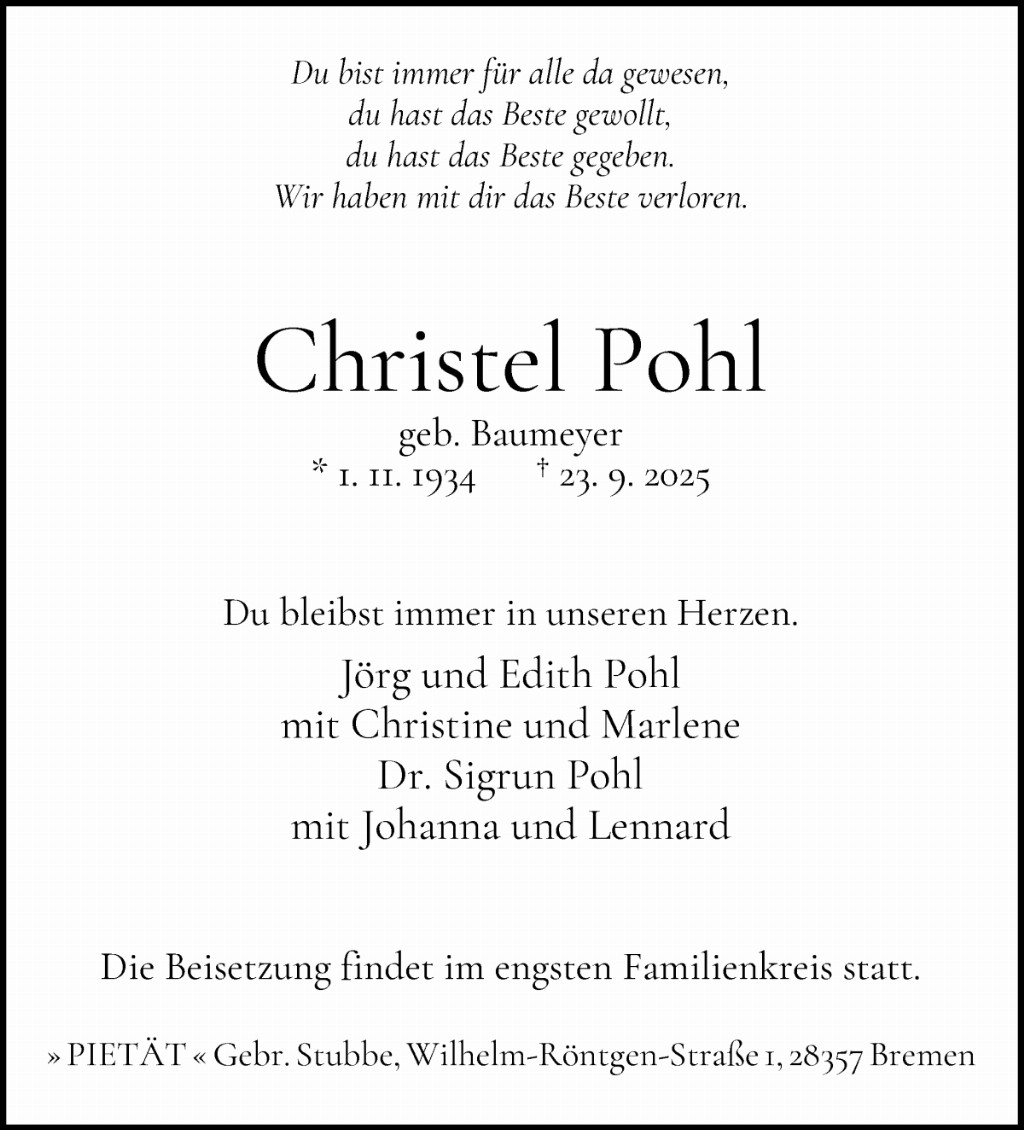 Christel Ingeborg Ursula Pohl