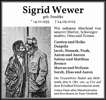 Trauerfall Siegrid Wewer