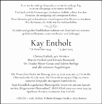 Trauerfall Kay Entholt