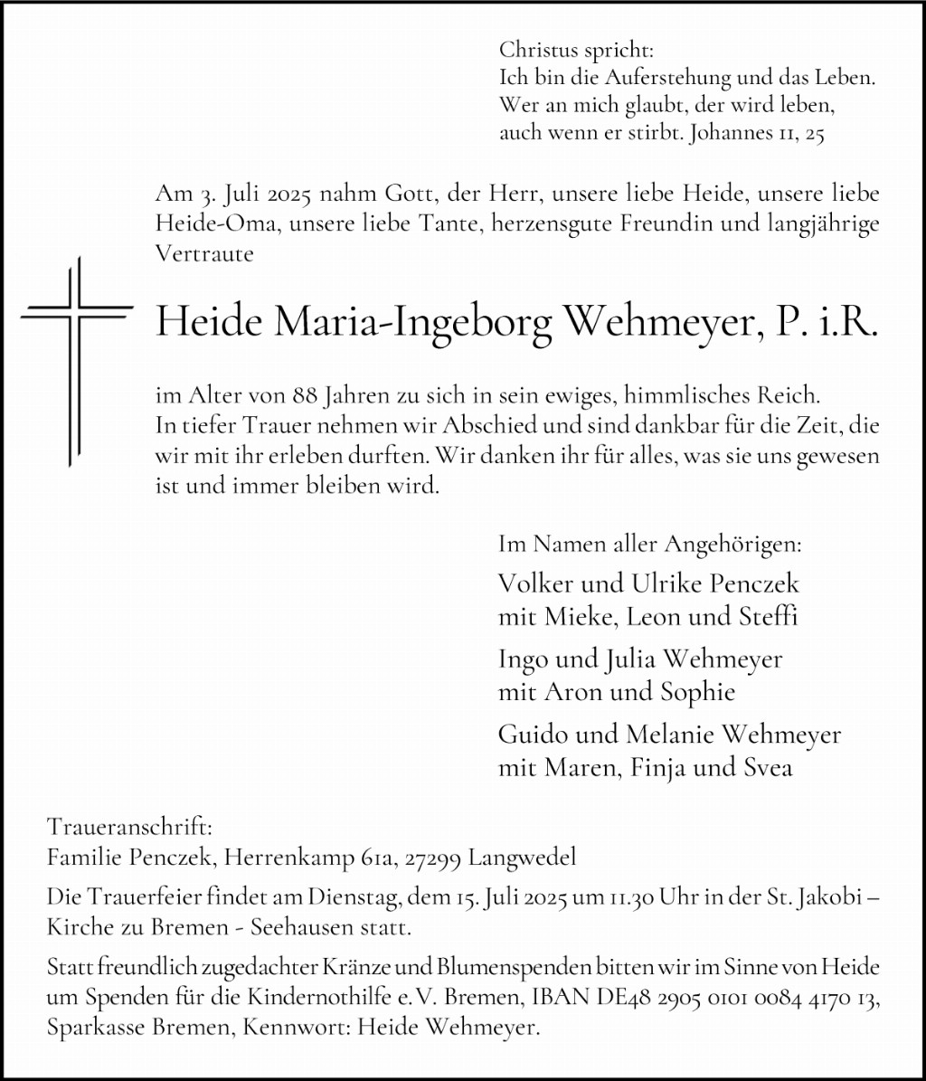 Heide Maria Ingeborg Wehmeyer