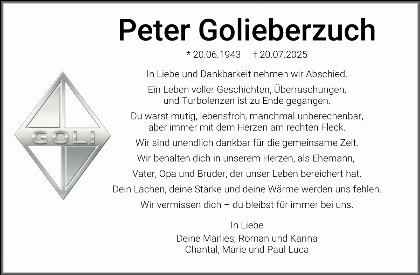 Trauerfall Peter Golieberzuch