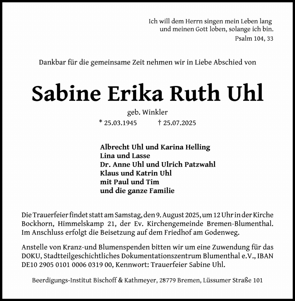 Sabine Erika Ruth Uhl