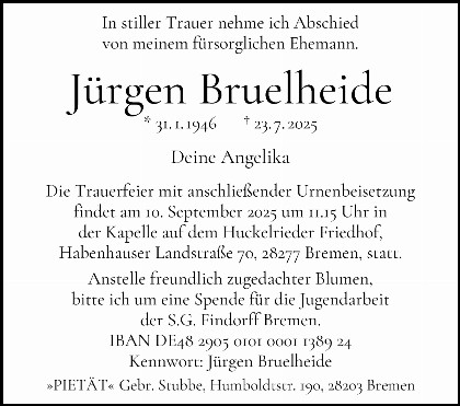 Trauerfall Jürgen Bruelheide