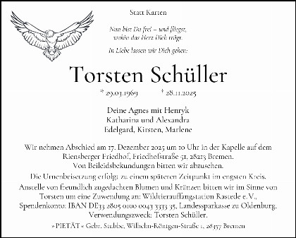 Trauerfall Torsten Schüller