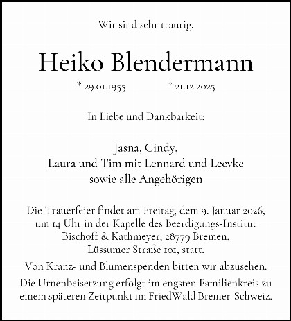 Trauerfall Heiko Blendermann